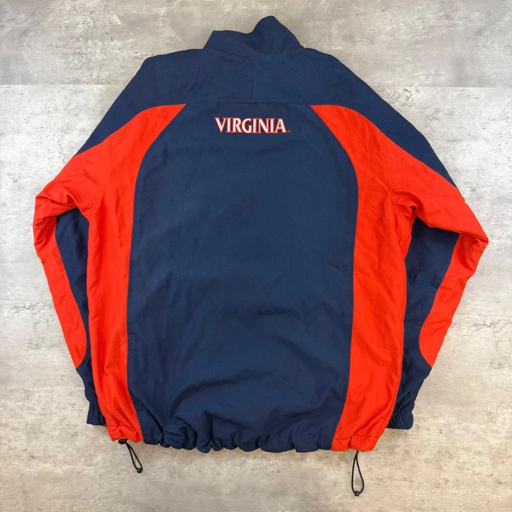 Nike Virginia Cavaliers UVA Windbreaker Jacket Navy Blue Orange Mens XL Full Zip